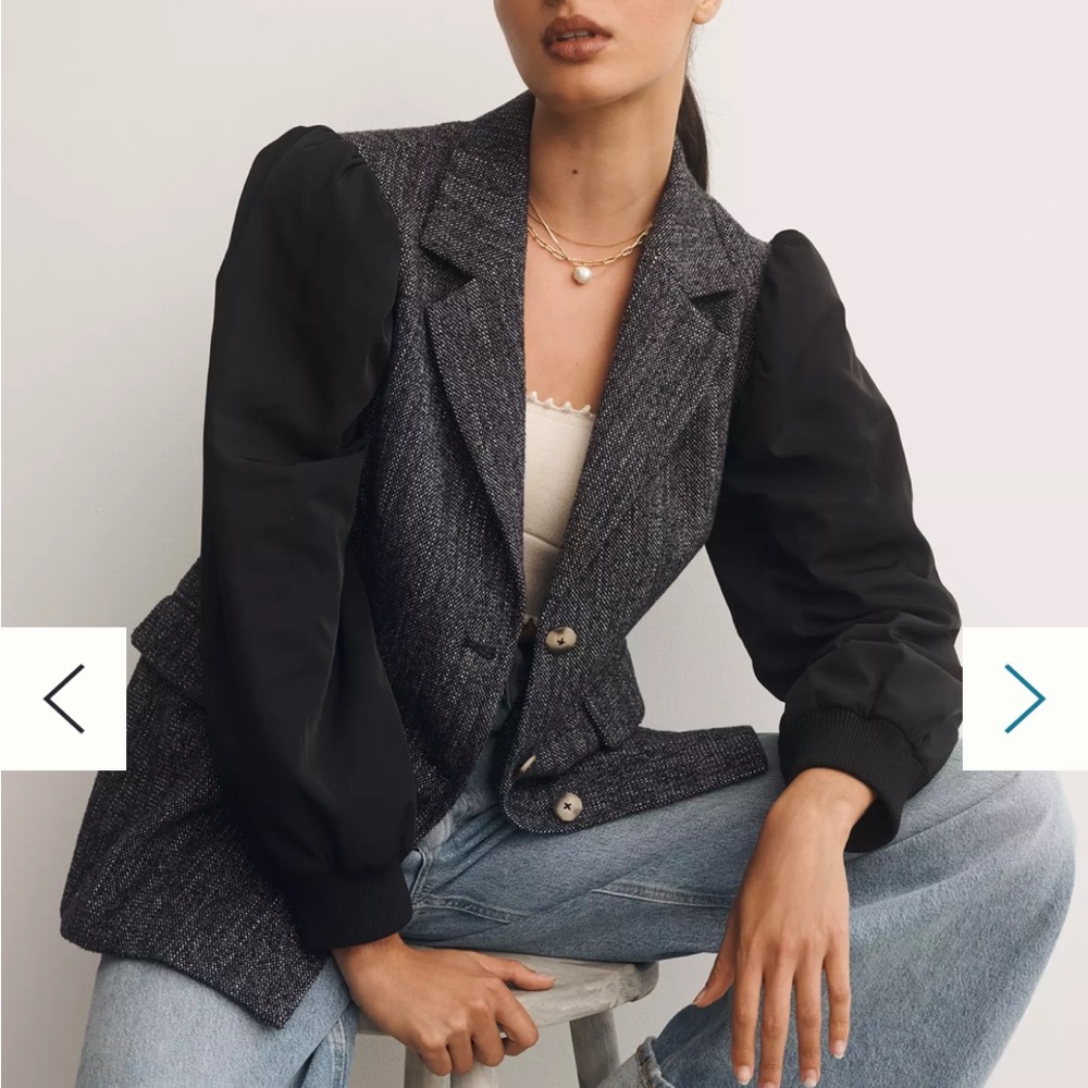 Anthropologie Maeve Mixed Media Relaxed Jacket Blazer